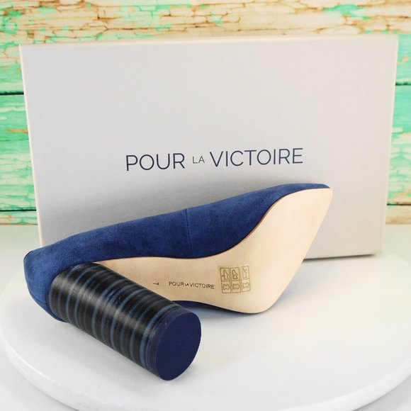 Pour La Victorie Blue Suede Heels - Picture 8 of 8